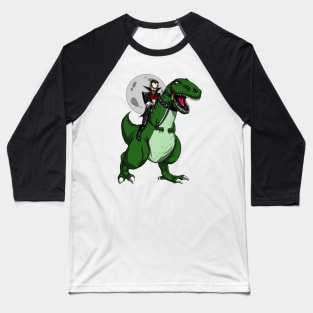 Vampire Riding T-Rex Dinosaur Zombie Halloween Baseball T-Shirt